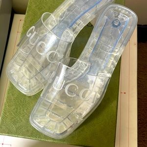 Clear Gucci  sandals with a very small heel women’s size 7 (37)